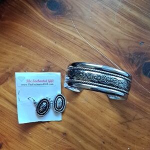 Silver Bracelet and Earring Set